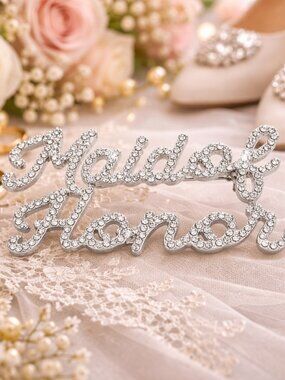 Rhinestone Pin - Maid of Honor - Silver
